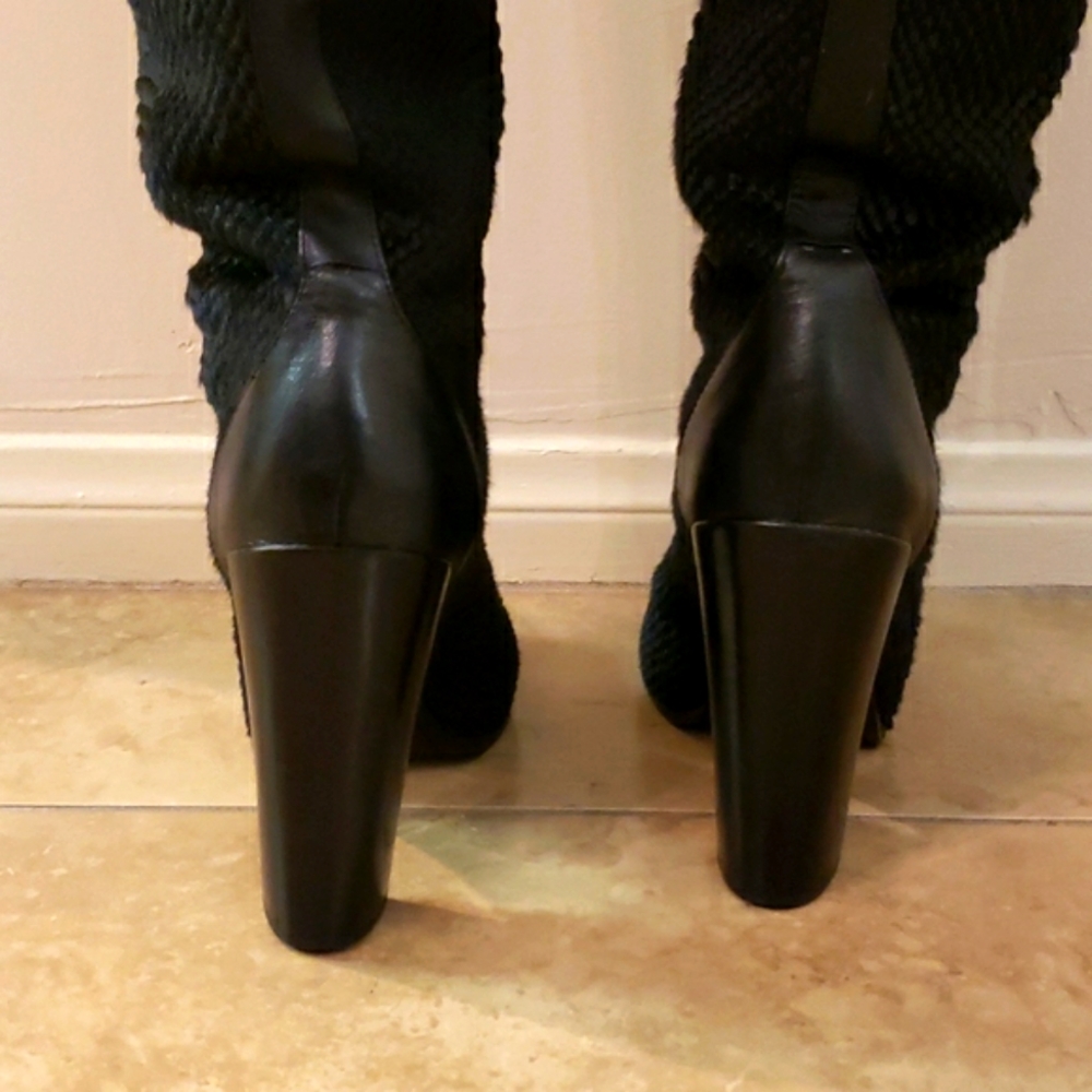 Rachel Zoe "Camille" Boot Mob Wife Club Goth Calf Hair Snake Skin Texture - Picture 8 of 10